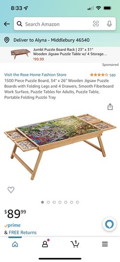 Rose Home Fashion 1500 Pcs Puzzle Board Wooden Jigsaw Puzzle Table