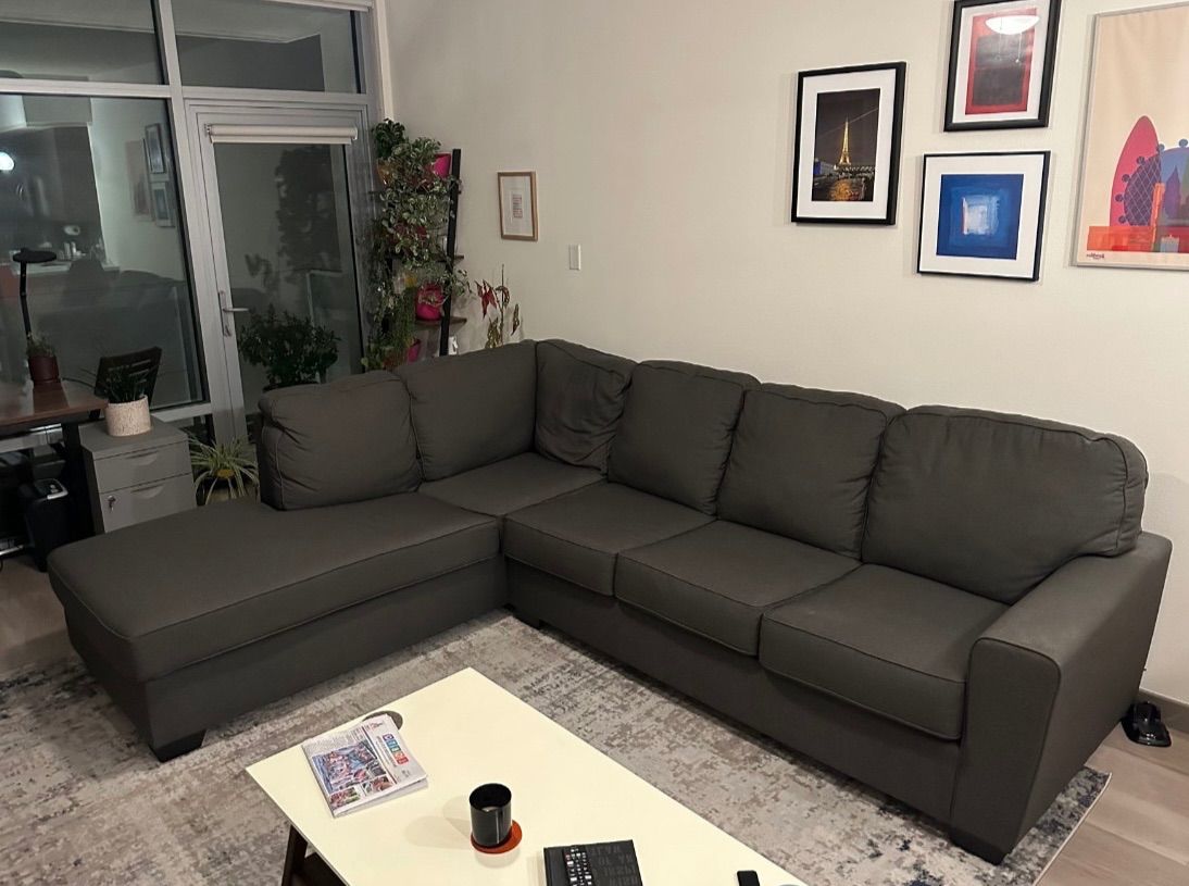 Living Spaces Dark Gray L-Shape Sectional Sofa