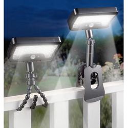 2-Pack Clip On Solar Motion Sensor Lights Outdoor, 360° Rotatable Solar Fence Lights