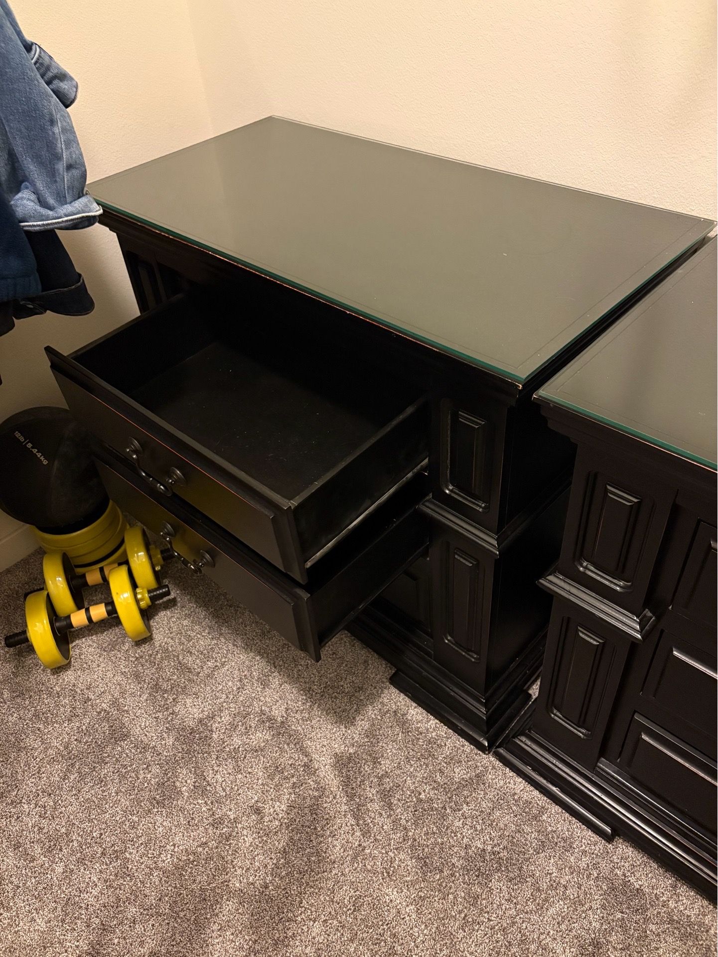 Pair of Black Drawers - Night Stand