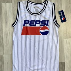 PEPSI Cola Pin Stripe Basketball Tank Top Jersey. Size Small. New With Tag (Tag Fell Off. Never Even Tried On) See All pics 