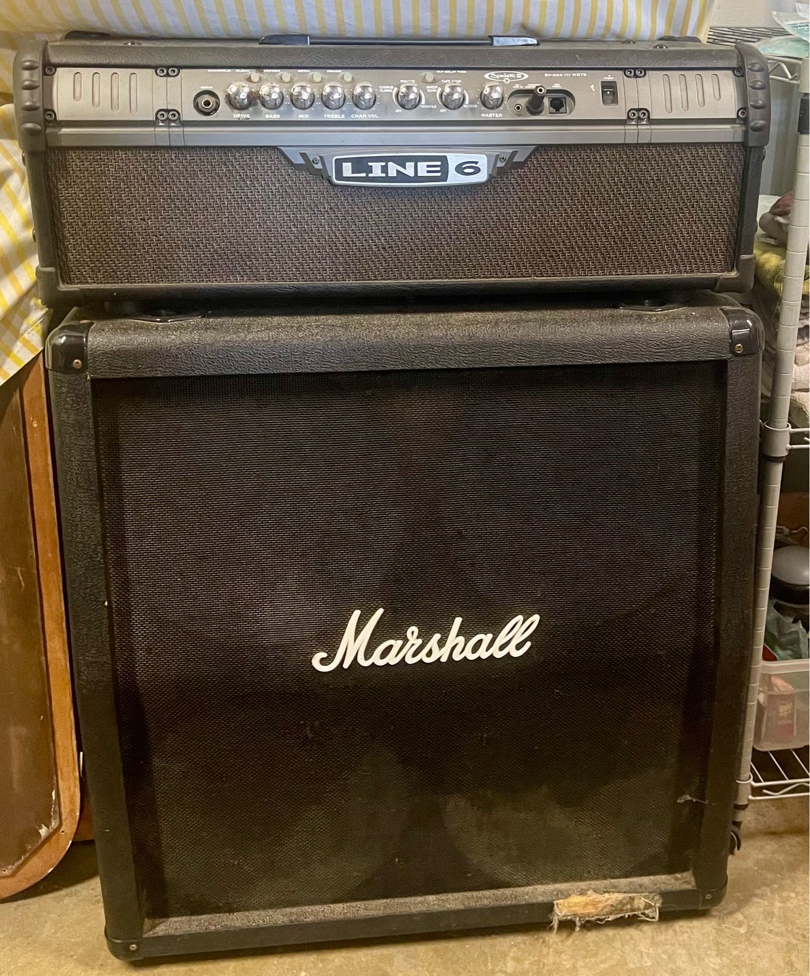 Marshall Half Stack Guitar Amplifier Line 6 Head Schecter Guitar