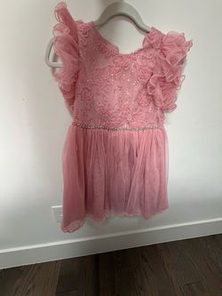 Girls Pink Tulle Party Dress with Sequins
