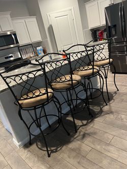 Set of 3 Wrought Iron Bar Stools