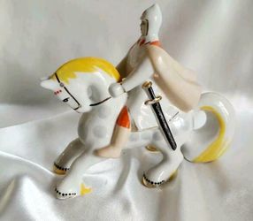 Very Rare Soviet Vintage Old Porcelain Figurine Budenovets Stamp Original Decor Sculpt Art