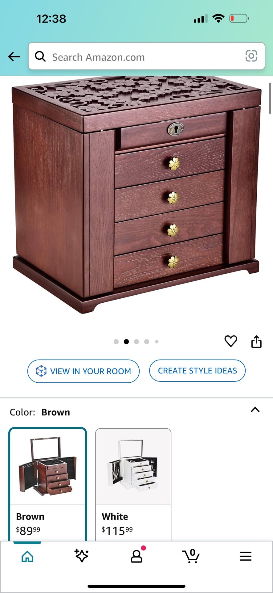 Carved Cherry Jewelry Box
