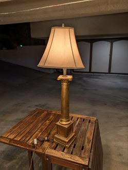 Vintage Wilshire House Beverly Hills - Column Table Lamp - Gilt Metal