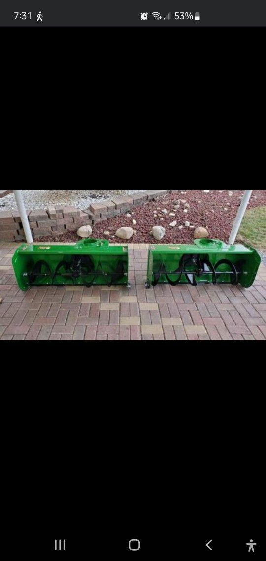 Choice. New. 44 inch John Deere snow blower thrower. 100 200 series tractors. complete with all acce