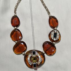 Coldwater Creek Faux Amber Crystal Collar Necklace