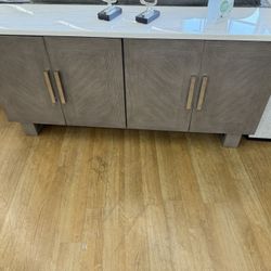 Two-Tone Marble Top Tv Stand