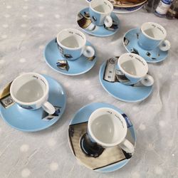 illy Collection 2002 International Flight Cappuccino Cup Saucer 6 Set Norma Jeane