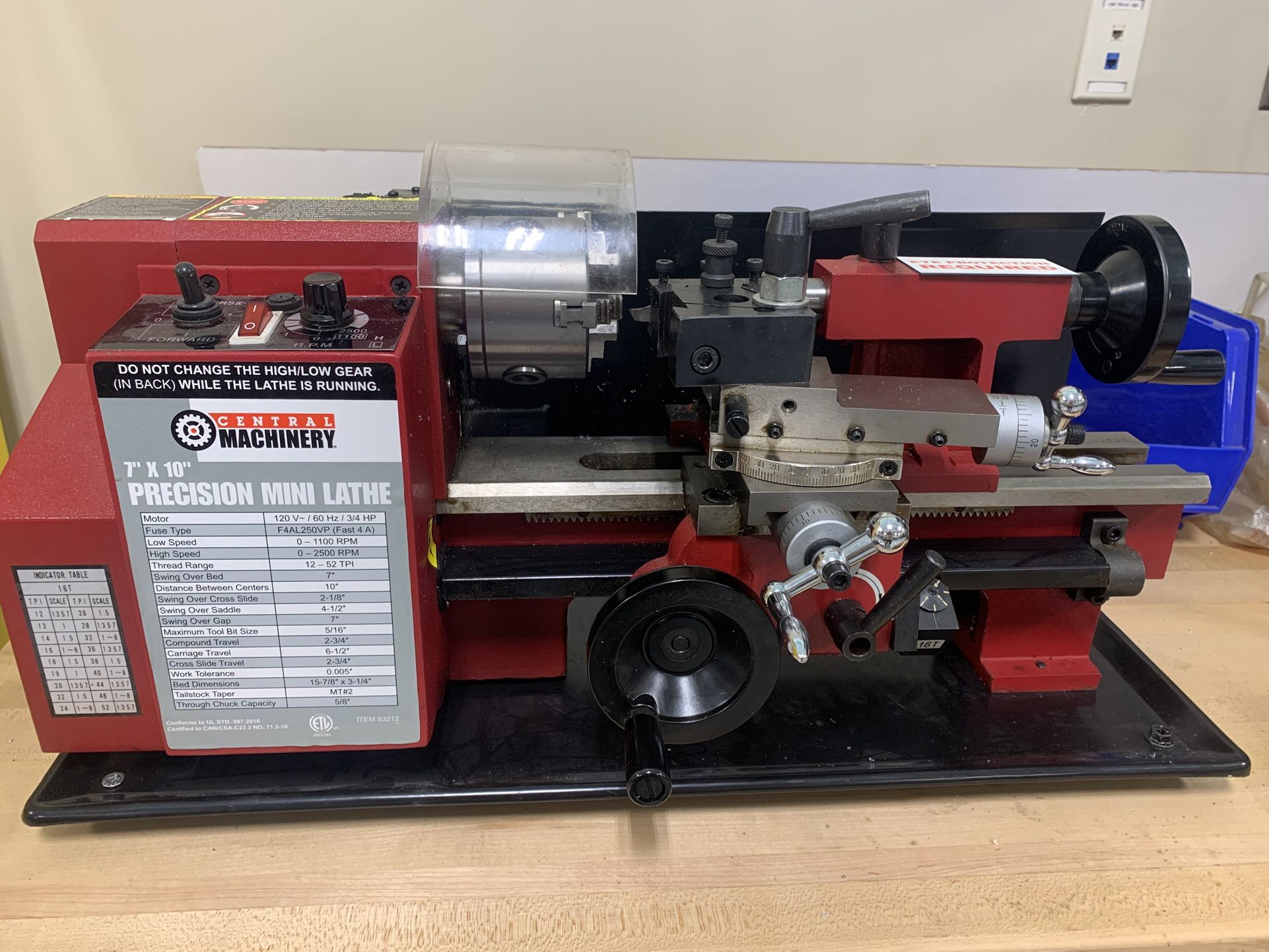 LATHE - Central Machinery 7 X 10 Precision Mini Lathe - MAKE AN OFFER!
