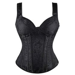 Strap corset with cups jacquard corset bustier tank top lace corset t shirt tee