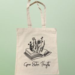 Custom Tote Bag -Flowers And Book
