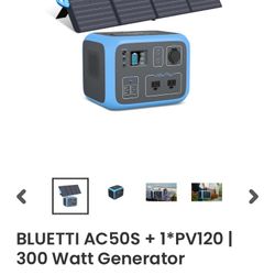 BLUETTI AC50S Portable Power Station w/Solar panel,  | 300W 500Wh