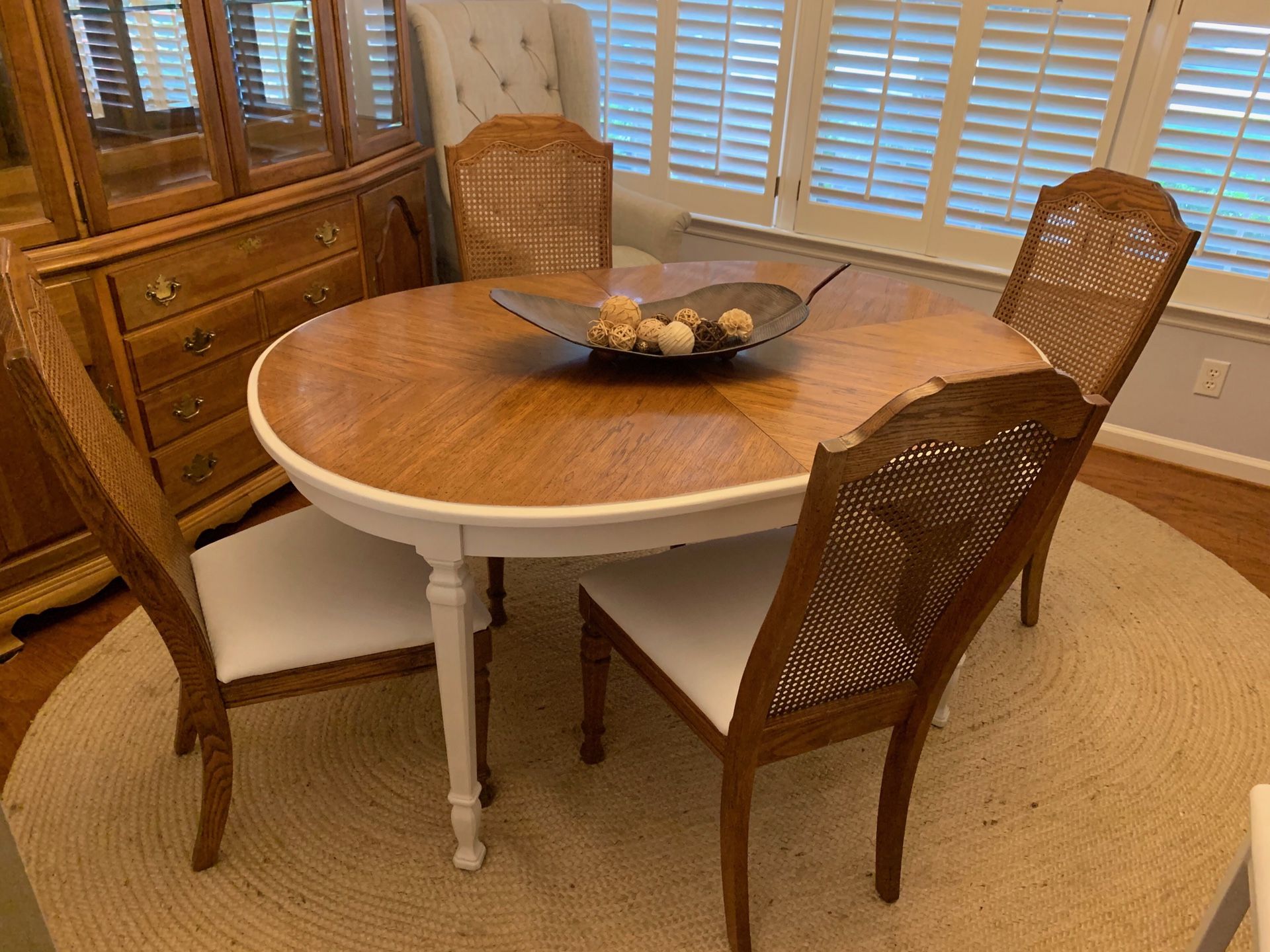 Dining table with cane back chairs