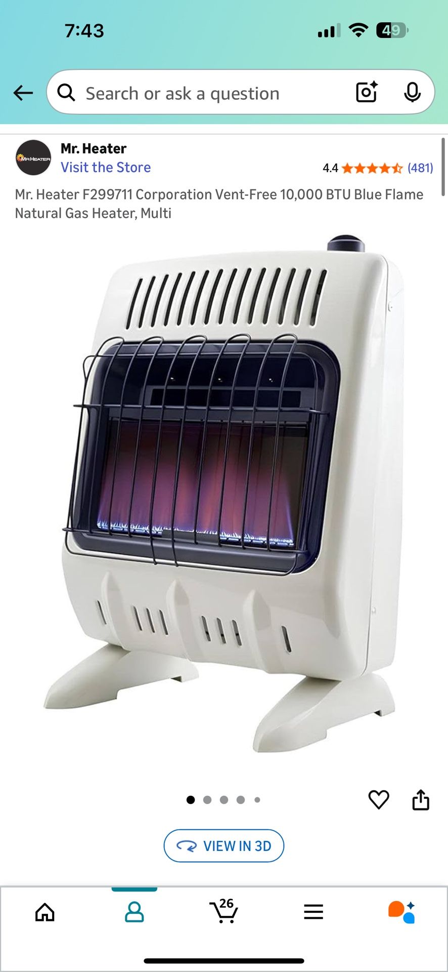 Gas space heater, never used, unboxed, needs installation (wall mount or stand alone)