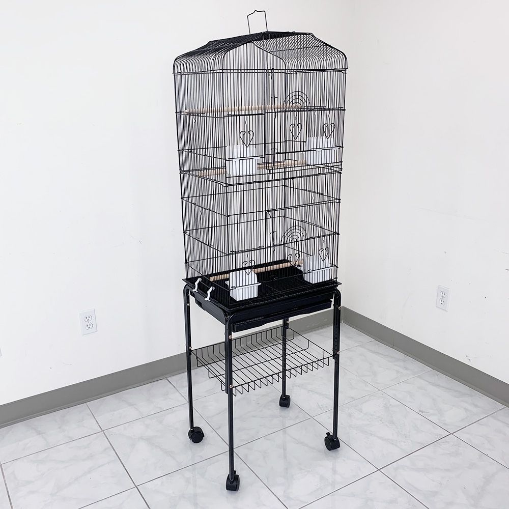 $55 (New) Small to medium bird cage 60” tall parrot parakeet cockatiel bird cage 18x14x60” rolling stand