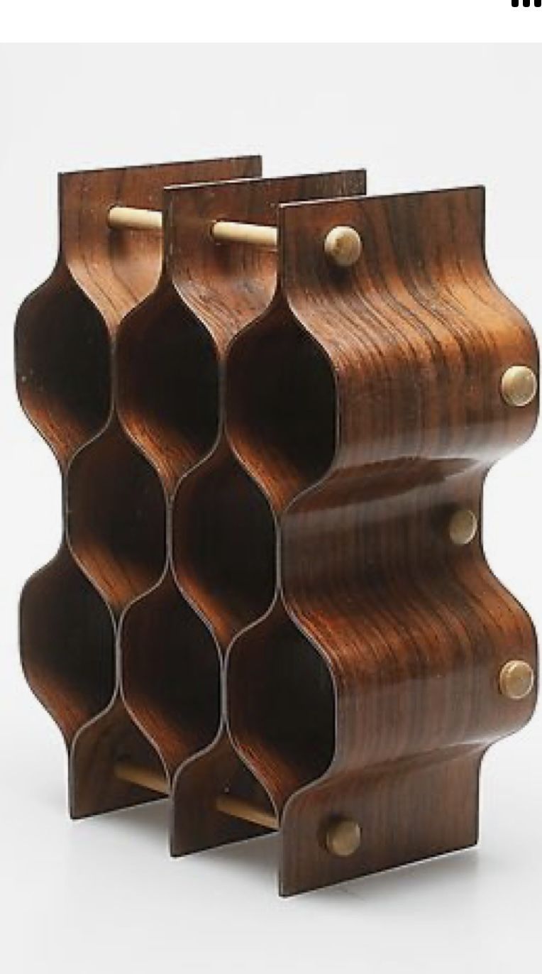 Mid Century 1960 Swedish Thorsten Johansson Rosewood Wine Bottle Rack