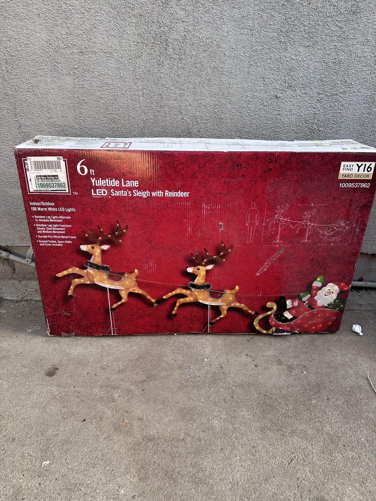 Home Accents Holiday 6 ft. Yuletide Lane LED Santa's Sleigh with Reindeer Holiday Yard Decoration