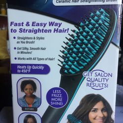 Silky Straight Ceramic Hair Straightening Brush Less Frizz More Shine For Travel