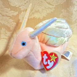 Swirly the Snail; Ty Beanie Baby, iridescent antenna,1999, Swing Tag ERROR