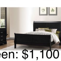 Modern Black Queen Size  Complete Bedroom Set. Mattress sold separately 