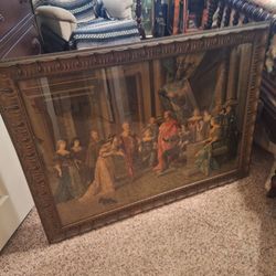 Large Antique Framed Classical Court Scene Print