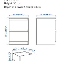Ikea MALM Chest of 2 drawers, black-brown, 40x55 cm