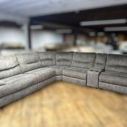 Free Delivery- Ashley gray 6pc recliner sectional sofa couch