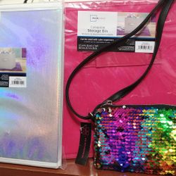 NEW!(2) Mainstays Cubbies & Sequined Cross Body Purse