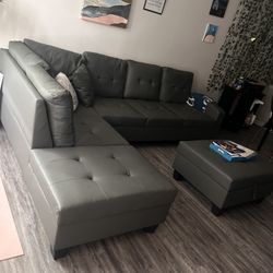 L Shaped Sectional Sofa with Ottoman