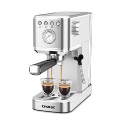 CHULUX Slim Espresso Machine With Milk Frother, 20 Bar Professional Italian Pump Espresso Coffee Machine For Home Cappuccino & Latte Maker, Stainless 