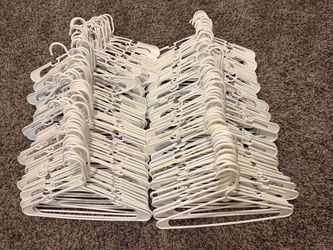 Plastic Hangers, White, Lot of 160