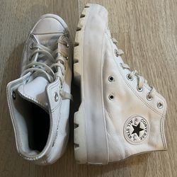 White Leather Platform Converse