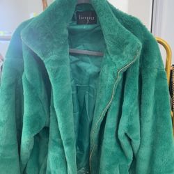 Beautiful Green Faux Fur Jacket