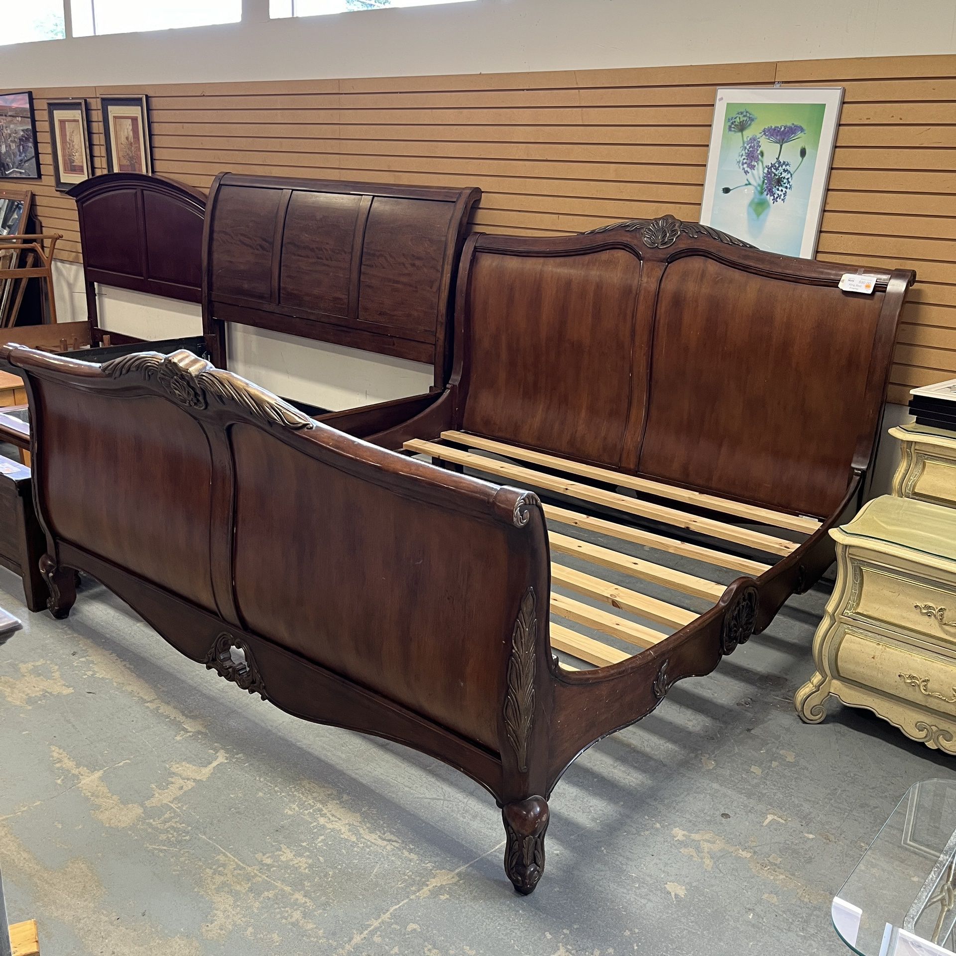 Brown Wood Kind Size Bed Frame (in Store) 