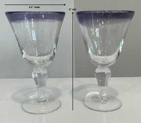 Pair of Vintage Ombré Purple to Clear Hand Blown Wine Glasses