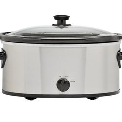 Mainstays 6 Quart Oval Slow Cooker with Stainless Steel Finish and Glass Lid