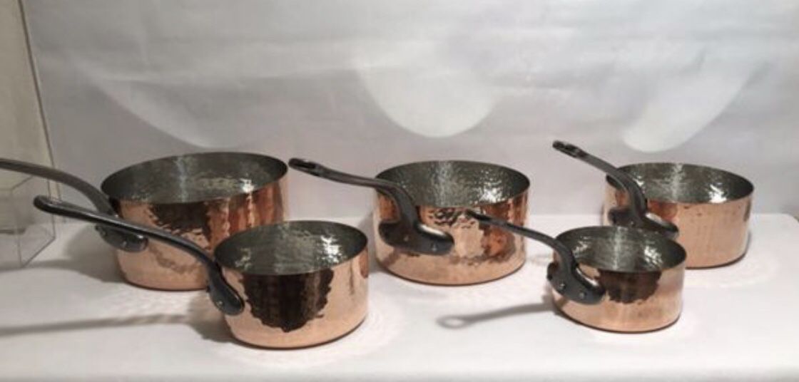 Baumalu Copper Cookware Noble Medal 5 Pan Set. New set of made in France