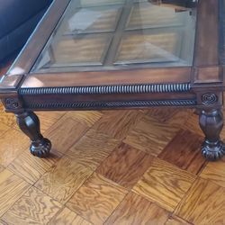 Coffee Table Real Wood With Glass Top 