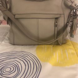 Gray Leather Shoulder bag New Orig 70 Sell 40