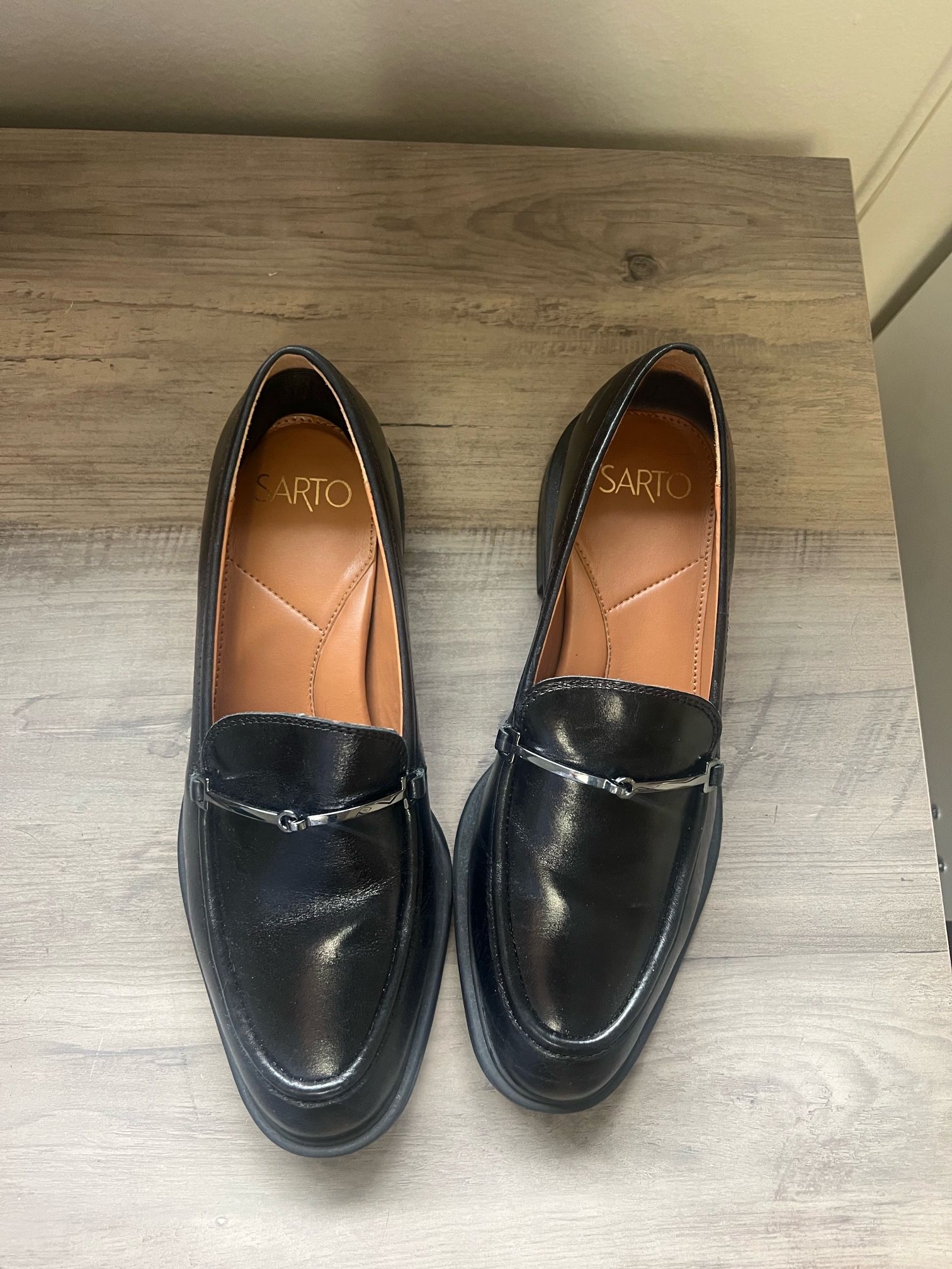 Franco Sarto Black Leather Loafers