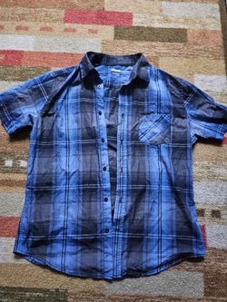 Hawk Blue Short Sleeve Flannel Shirt (Large)