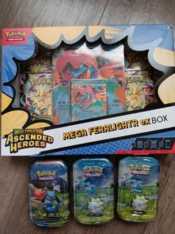 Pokemon Ascended Heroes Feraligatr ex Box + 3 Mini tins