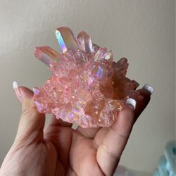 Pink Aura Quartz Cluster