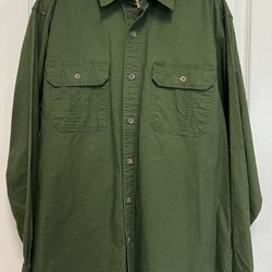 Red Head Button Down Green Long Sleeve Shirt Mens Size Large