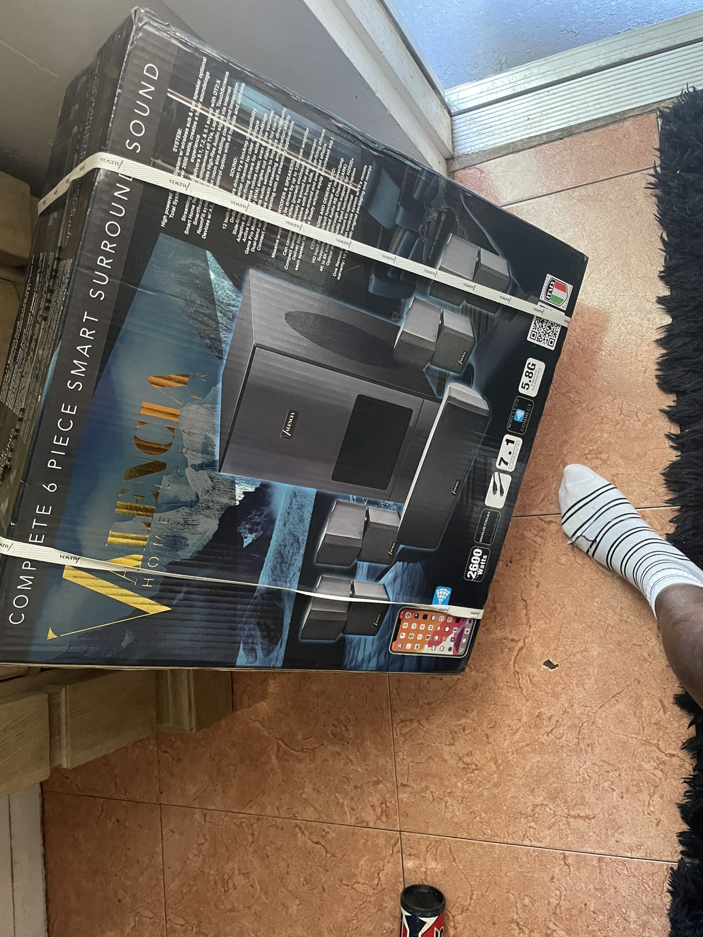 VALENCIA HOME THEATER SYSTEM Brand NEW IN THE BOX NEVER OPEN 2600 Watts All Black Set 6 Pieces Inside 