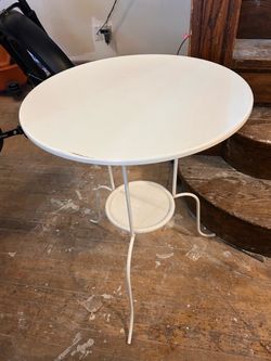 IKEA Lindved White Round Metal Bistro Side Table