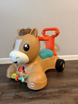 Fisher-Price Baby Pony Ride-On Walker - Walk Bounce & Ride Pony - Tan Brown Horse
